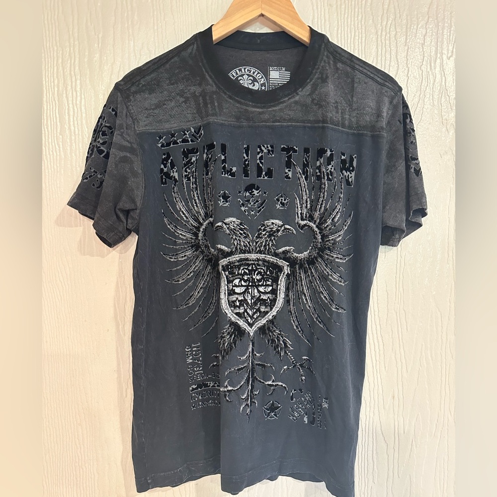 Men’s Affliction Charcoal Graphic Tee Size Medium